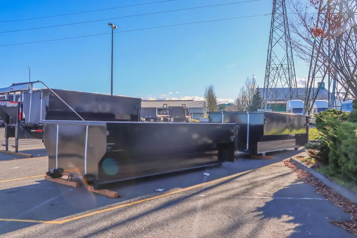 Roll-off dumpster ready for waste disposal at job site for Residential Dumpster Rental in Riverhead